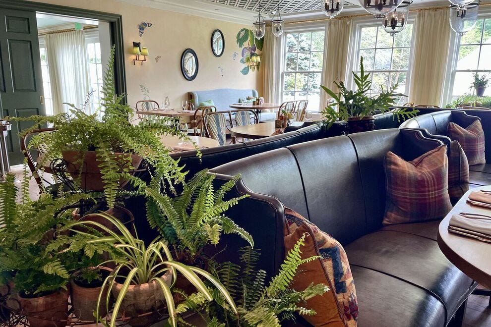 Cozy interior of The Garden Room at The Mayflower Inn