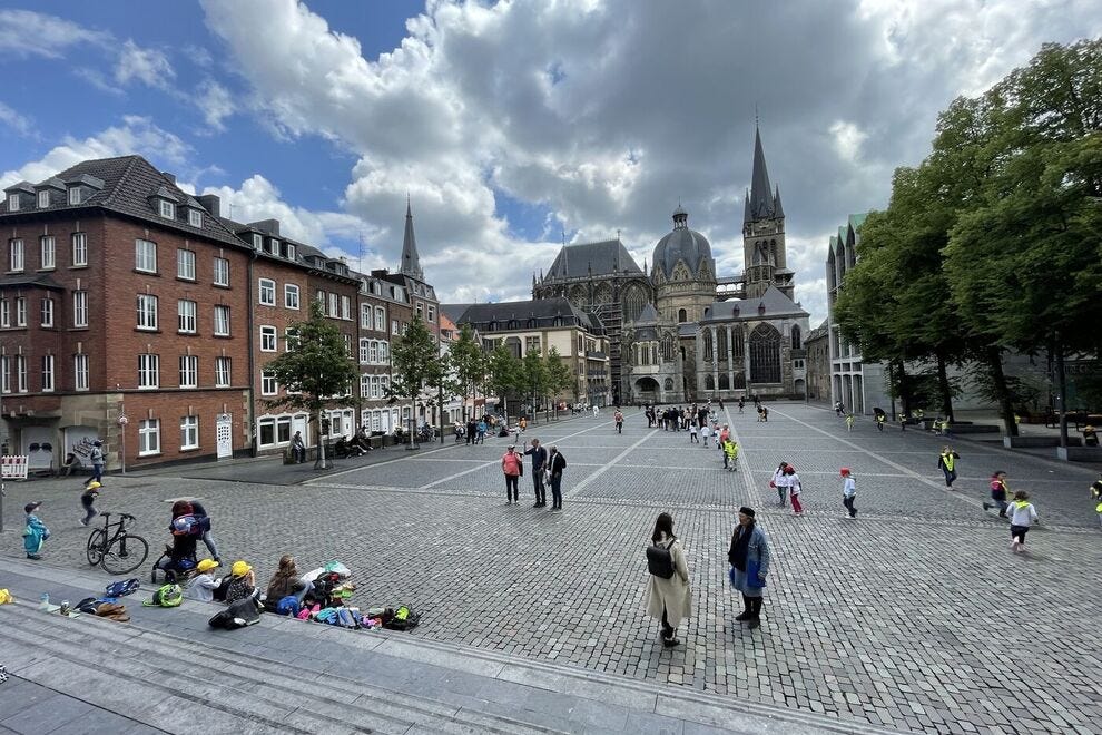 Aachen is noted for its hot springs and as the residence of Charlemagne