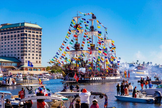 Hundreds of thousands of revelers flock each year to Tampa to witness the Pirate Invasion