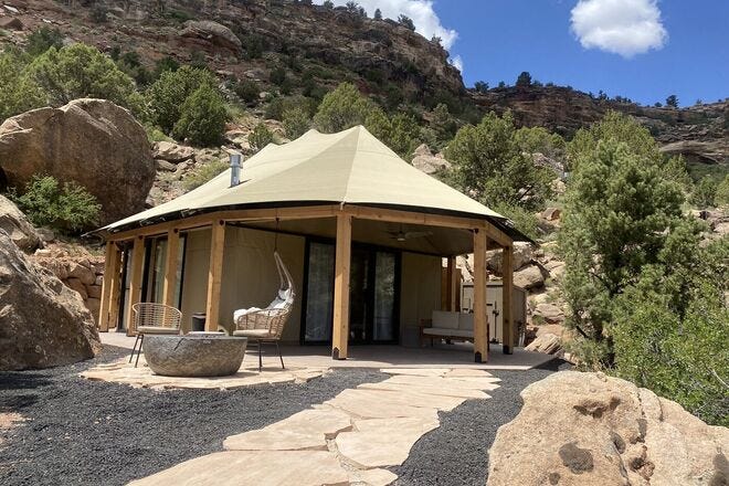 Glamping at Open Sky Zion includes breathtaking views