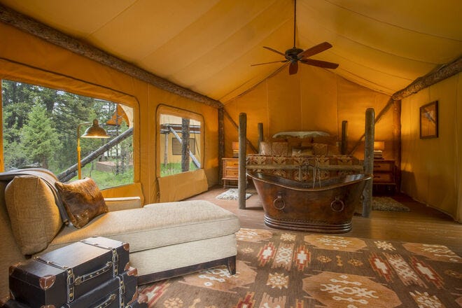 The luxury tents at The Resort at Paws Up are as fine as any hotel room