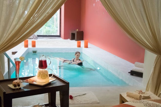 At Grand Velas Riviera Maya, guests can receive a Mayan Nik Te Ha aquatic massage to promote sleep