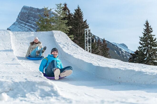 Sledding fun at the Banff SnowDays Festival in Canada's Alberta province