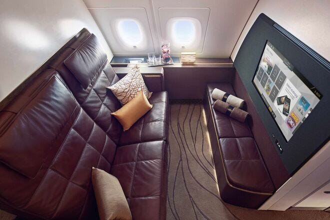 The apartments on first-class airline Etihad Airways fit up to three people