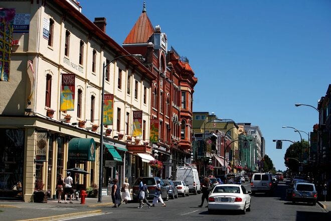 Shop along Johnson Street in downtown Victoria