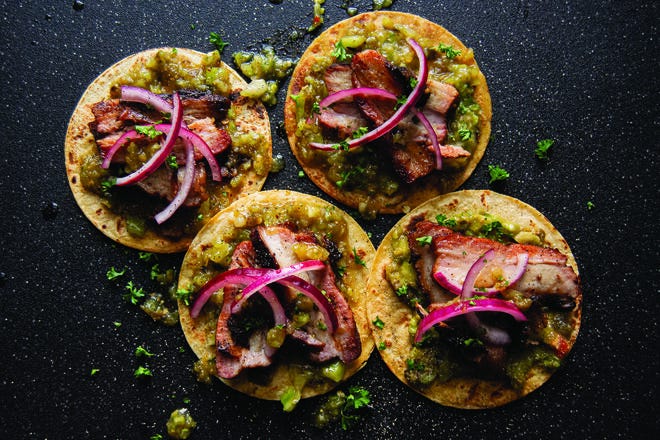 Smoke pork belly on the EGG for these "Taco Juan" tacos