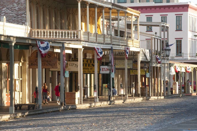 Old Sacramento features historic buildings and remnants of California Gold Country