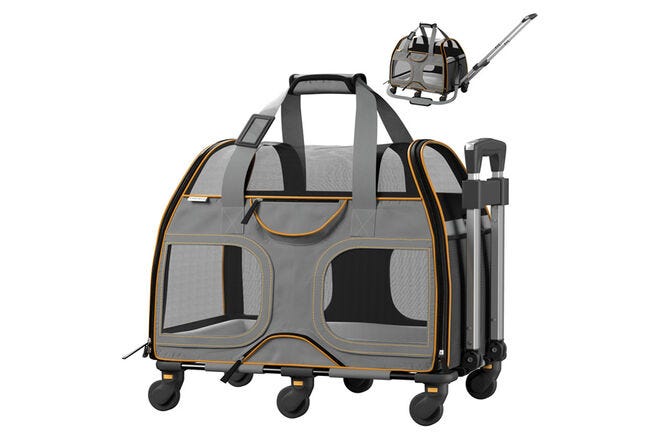 Katziela Luxury Rider Pet Carrier on wheels makes for smooth travels
