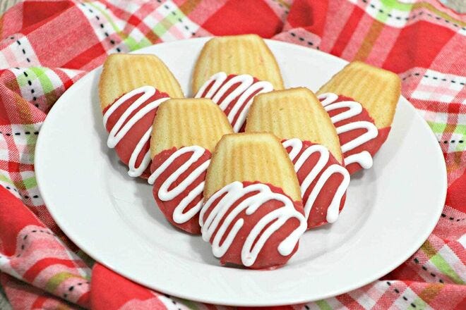 French butter cake cookies dipped in chocolate