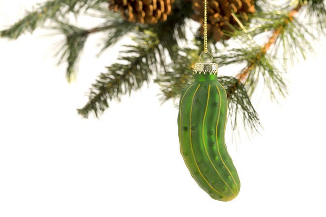 The Christmas pickle ornament tradition is as American as apple pie